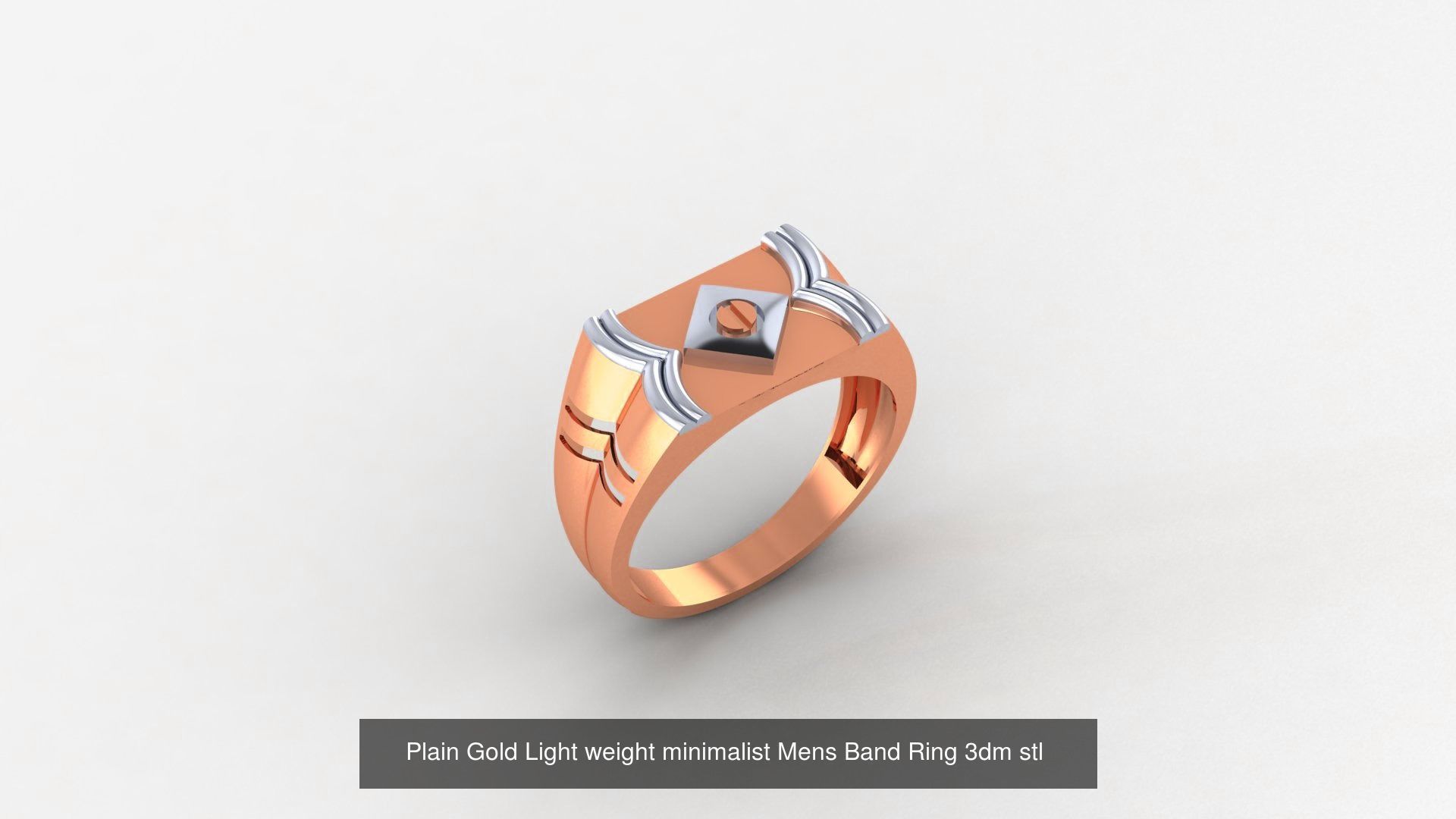 65 Plain Gold Light weight minimalist Mens Band Ring 3dm stl  3D Model Collection_62