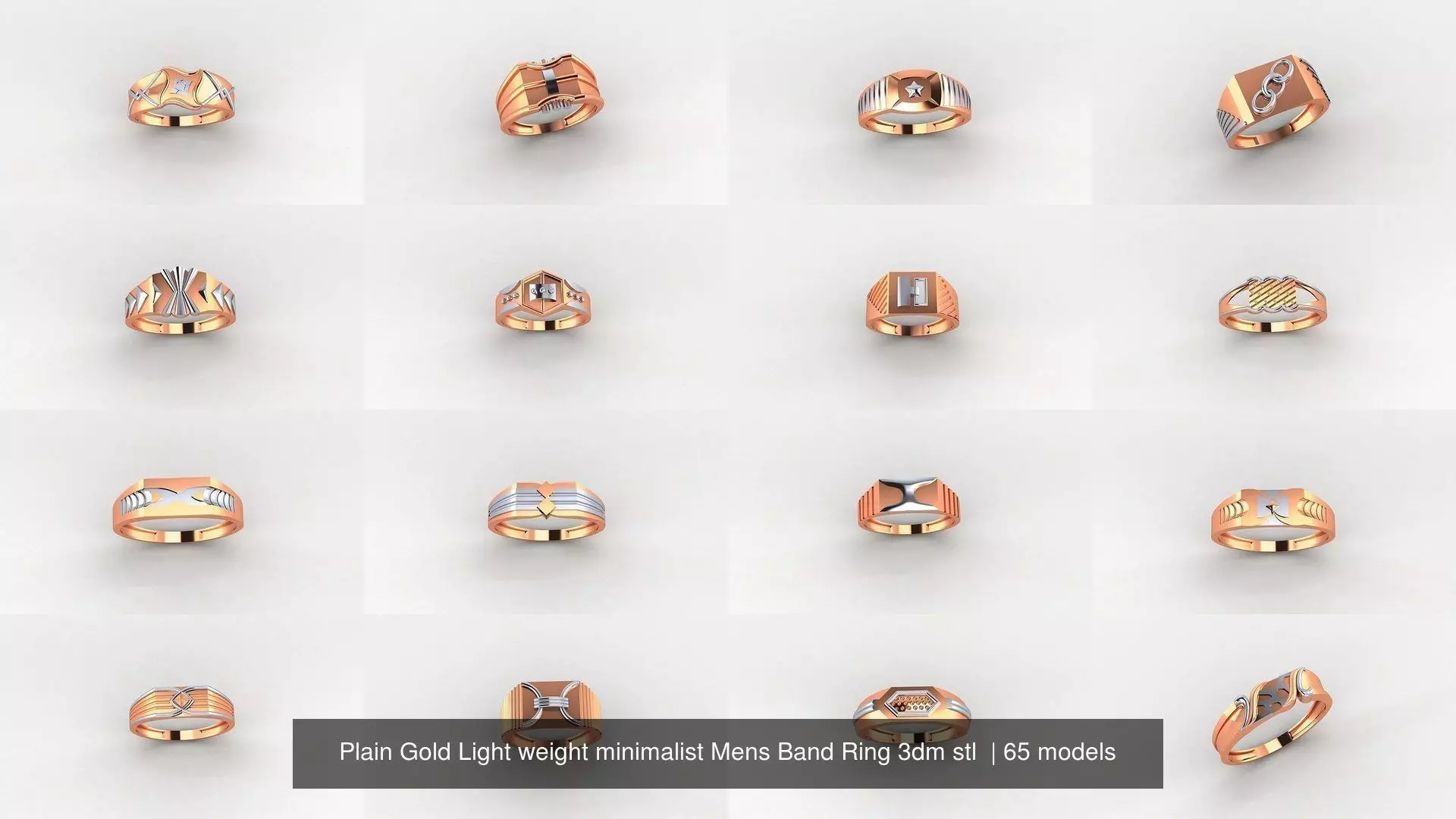 65 Plain Gold Light weight minimalist Mens Band Ring 3dm stl  3D Model Collection_0
