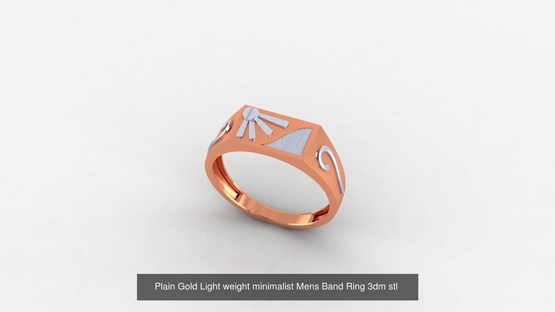 65 Plain Gold Light weight minimalist Mens Band Ring 3dm stl  3D Model Collection_68