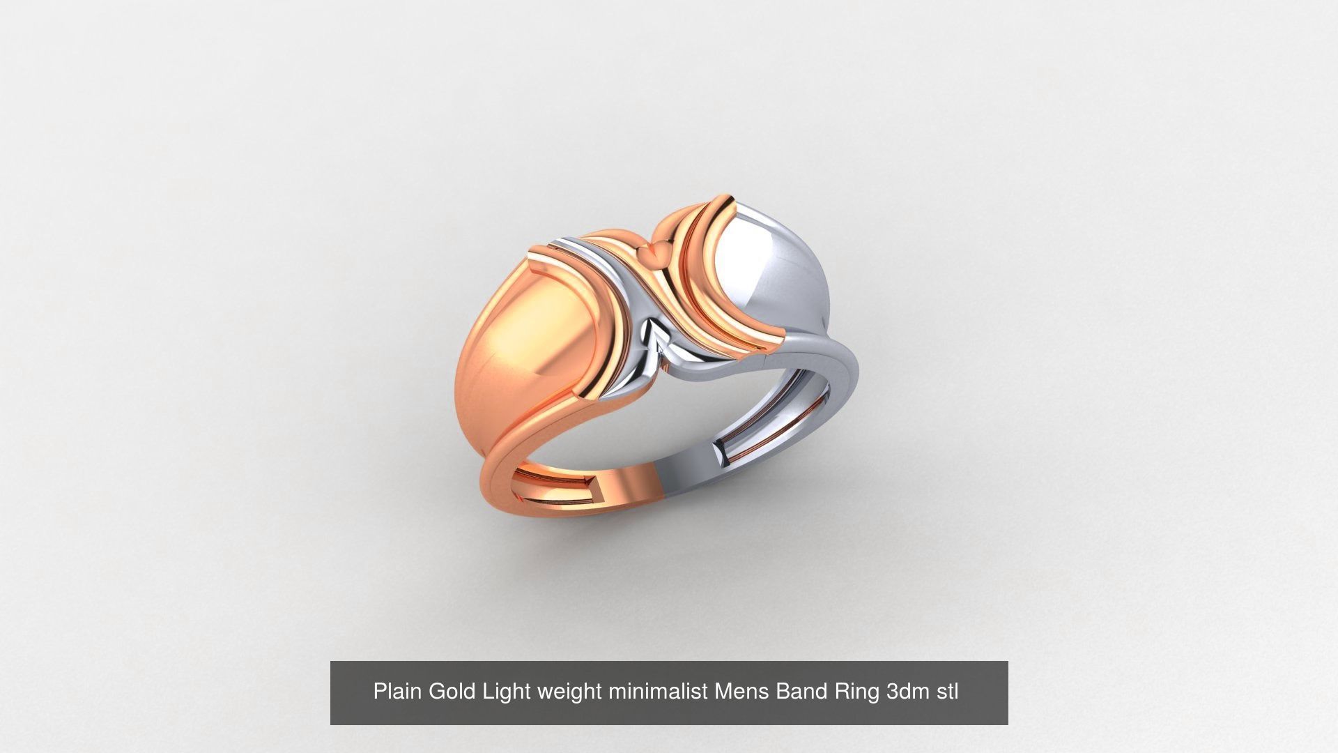 65 Plain Gold Light weight minimalist Mens Band Ring 3dm stl  3D Model Collection_25