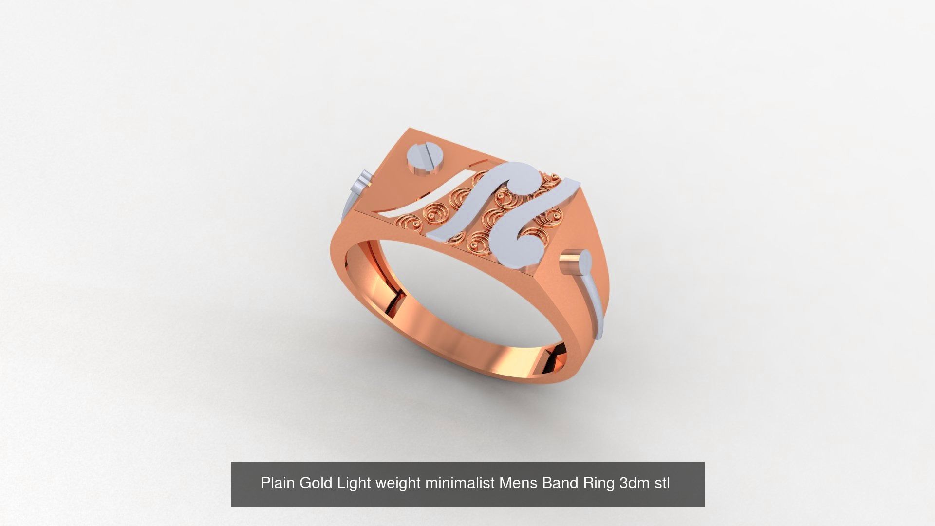 65 Plain Gold Light weight minimalist Mens Band Ring 3dm stl  3D Model Collection_66