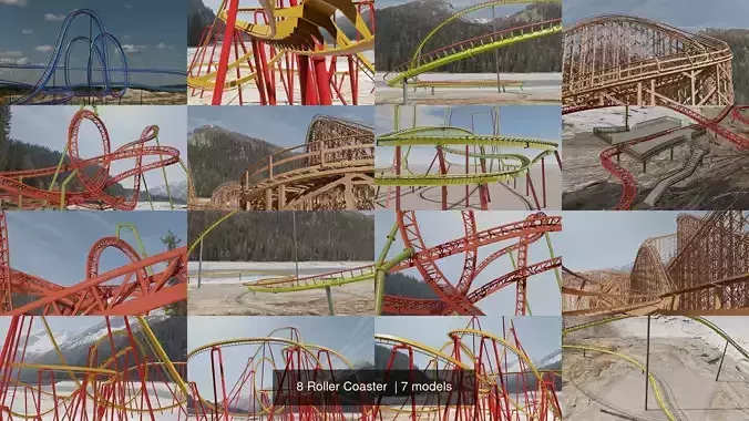 8 Roller Coaster  3D Model Collection