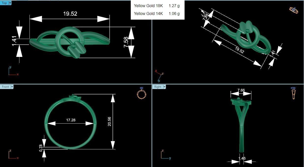 Flower Ultra light wt minimalist Plain Gold Ring 3dm stl renders 3D print model_3