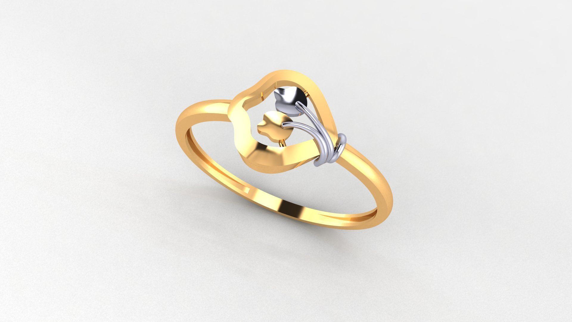 Dual Flower Ultra light wt minimalist Plain Gold Ring 3D print model_1