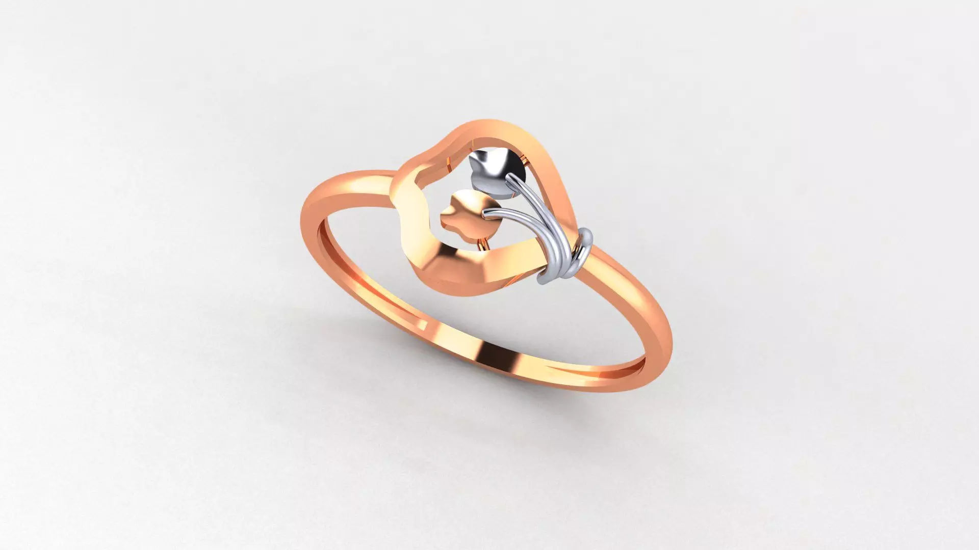Dual Flower Ultra light wt minimalist Plain Gold Ring 3D print model_0
