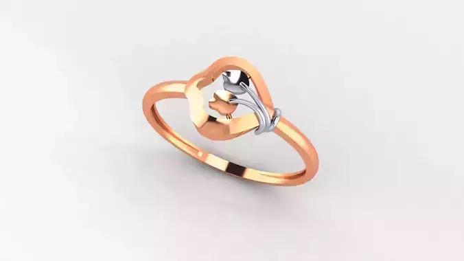 Dual Flower Ultra light wt minimalist Plain Gold Ring 3D print model
