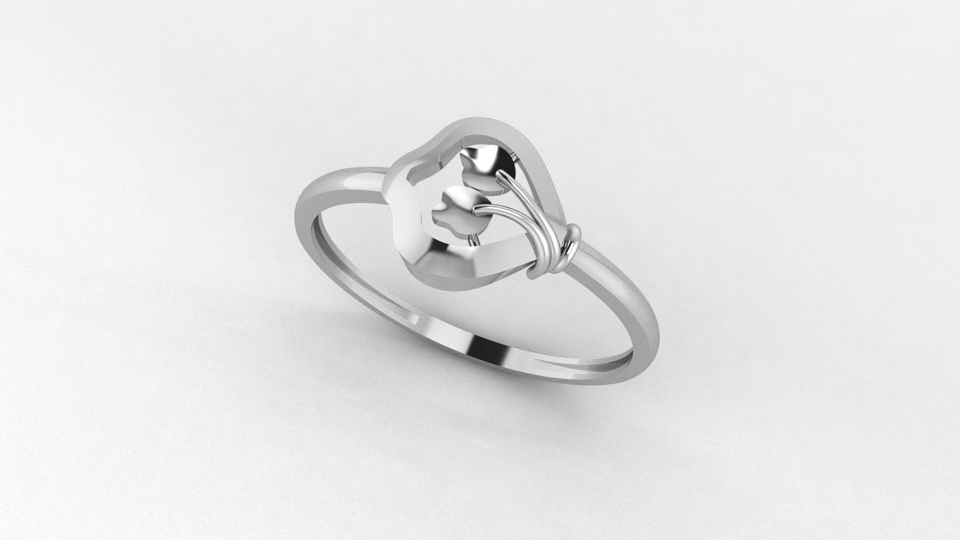 Dual Flower Ultra light wt minimalist Plain Gold Ring 3D print model_2