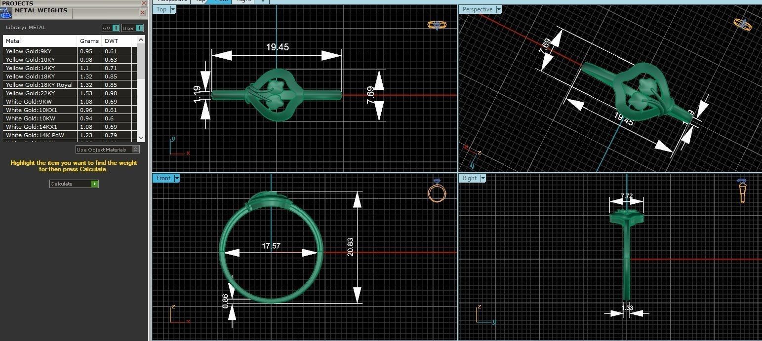 Dual Flower Ultra light wt minimalist Plain Gold Ring 3D print model_3