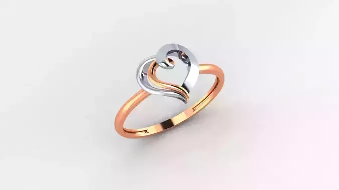 Heart Ultra light wt minimalist Plain Gold Ring 3dm stl renders