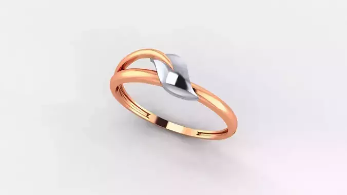 Leaf Ultra light wt minimalist Plain Gold Ring 3dm stl renders