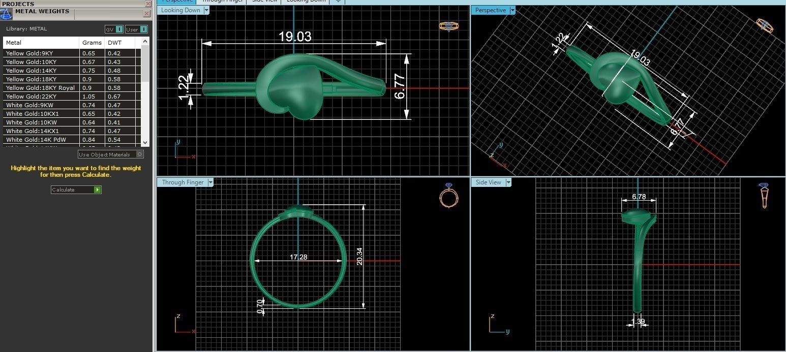 Heart Love Valentine Ultra light wt minimalist Plain Gold Ring 3D print model_3