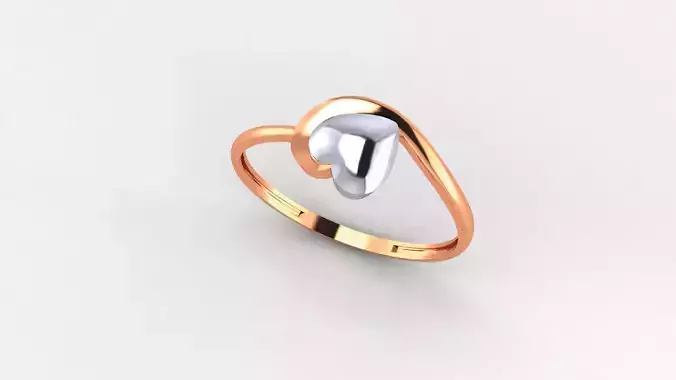 Heart Love Valentine Ultra light wt minimalist Plain Gold Ring 3D print model