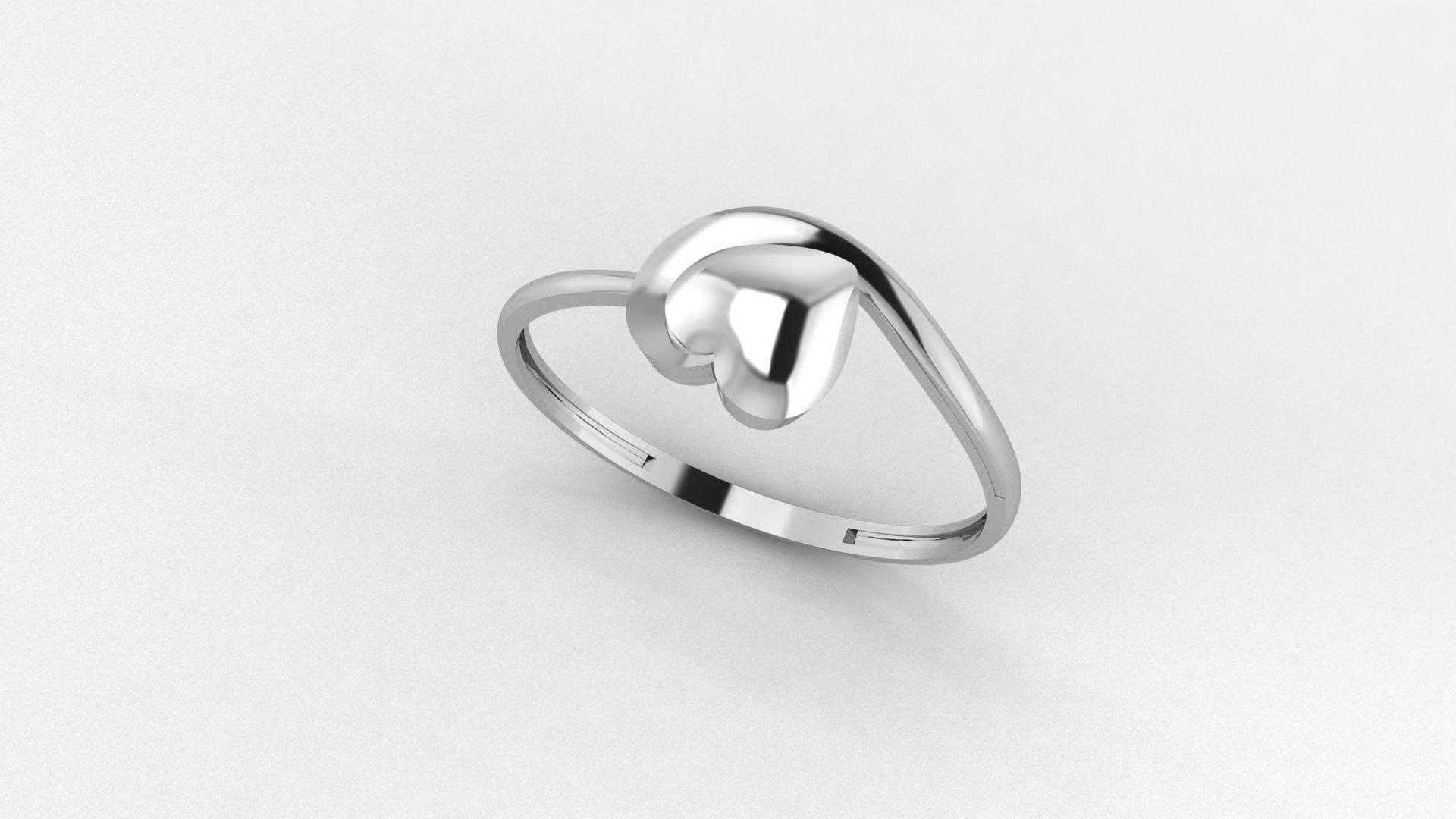 Heart Love Valentine Ultra light wt minimalist Plain Gold Ring 3D print model_2