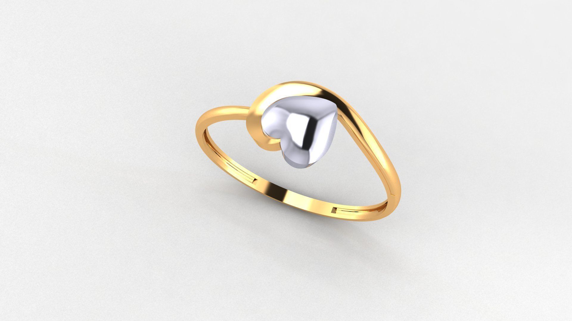 Heart Love Valentine Ultra light wt minimalist Plain Gold Ring 3D print model_1