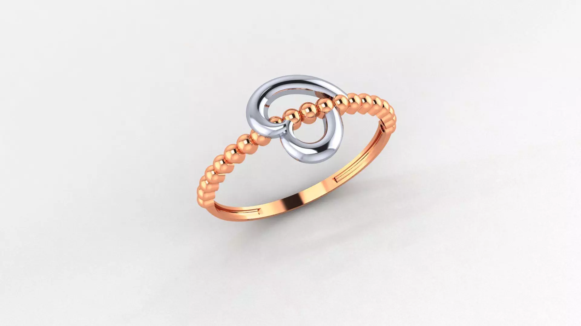 Heart Beads Ultra light wt minimalist Plain Gold Ring 3D print model_0