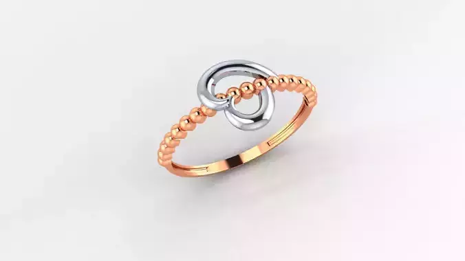 Heart Beads Ultra light wt minimalist Plain Gold Ring 3D print model