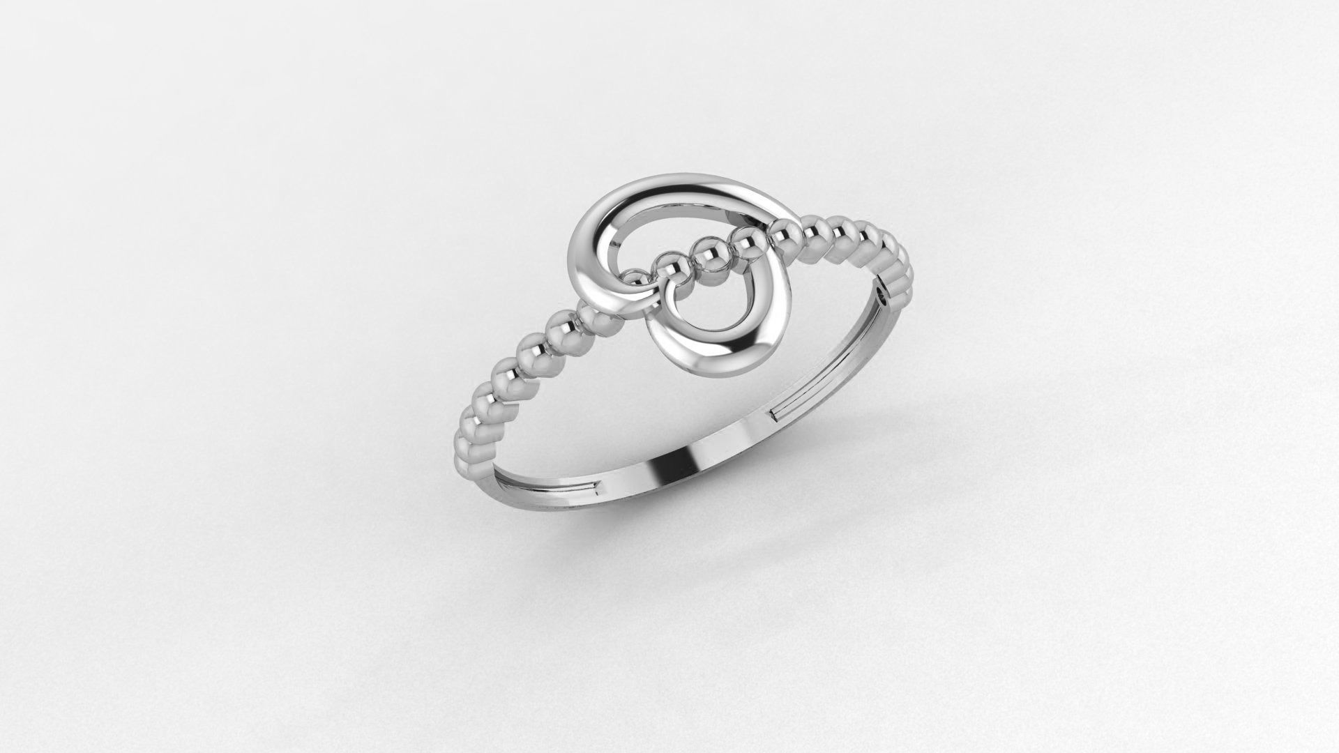 Heart Beads Ultra light wt minimalist Plain Gold Ring 3D print model_2