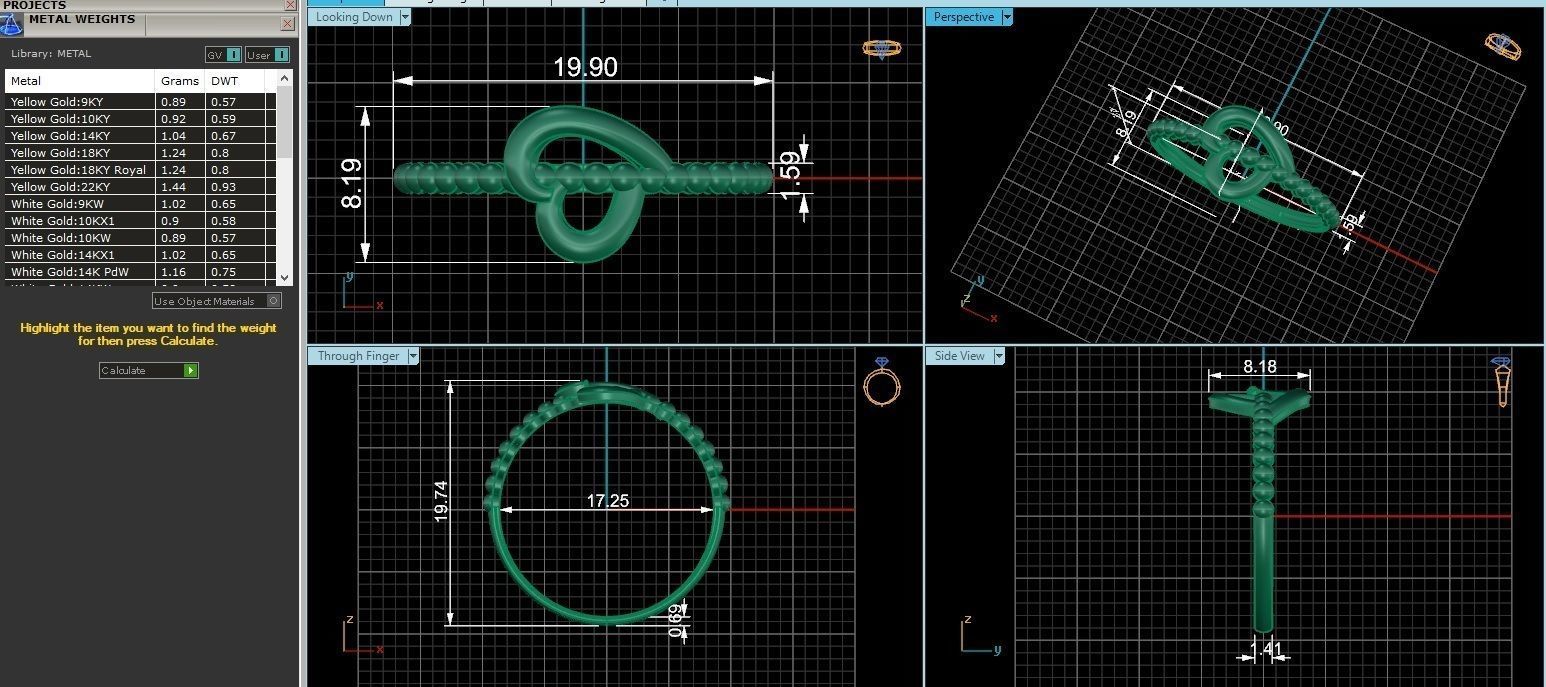 Heart Beads Ultra light wt minimalist Plain Gold Ring 3D print model_3