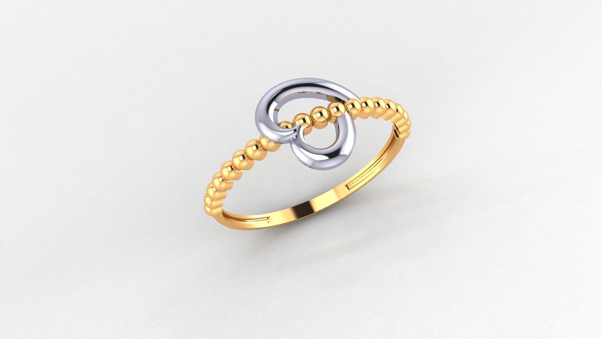 Heart Beads Ultra light wt minimalist Plain Gold Ring 3D print model_1