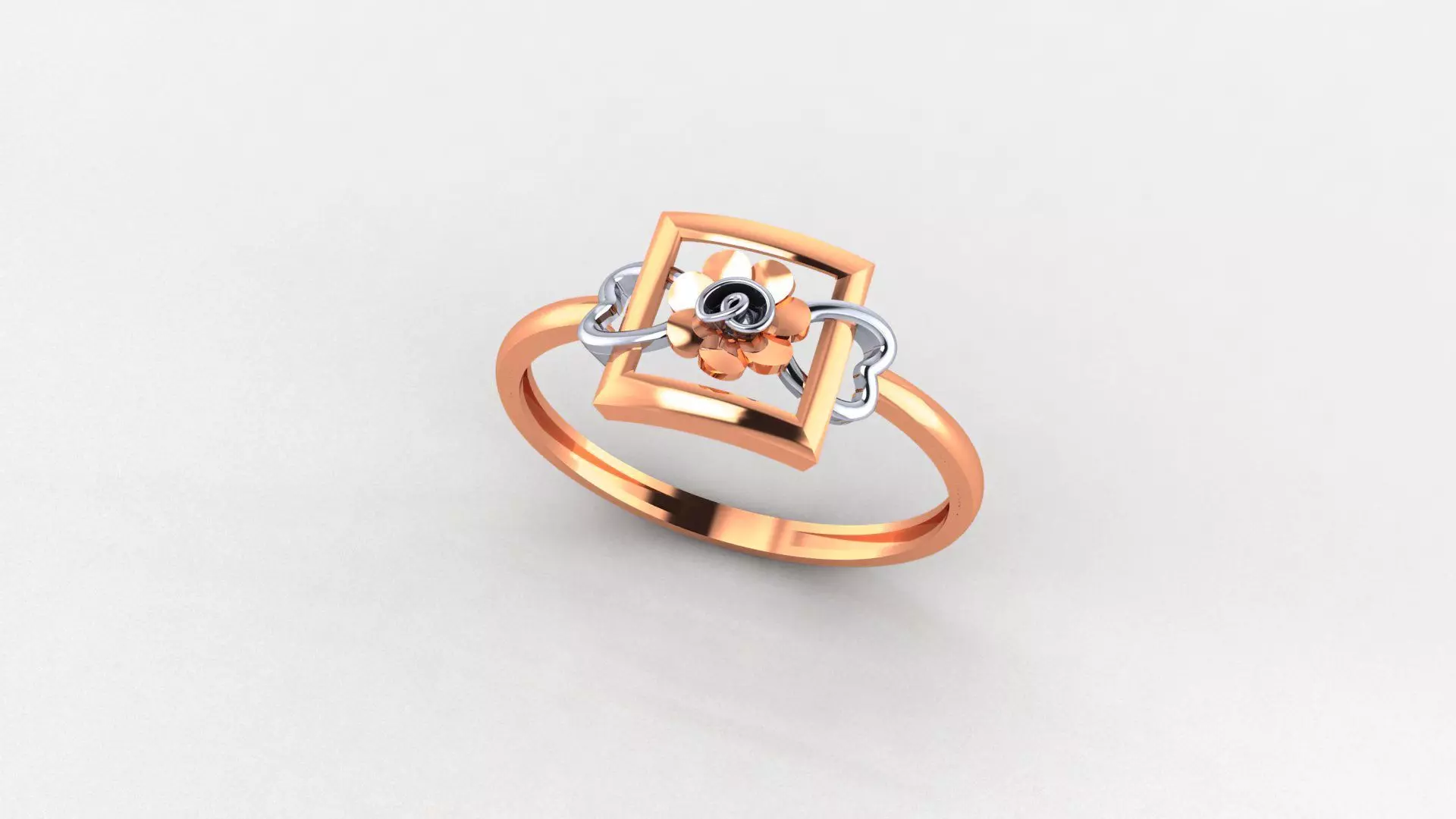 Heart Love Flower Ultra light wt minimalist Plain Gold Ring 3D print model_0