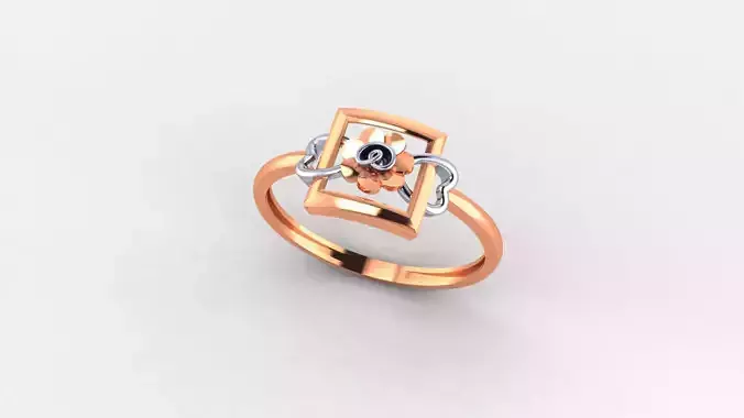 Heart Love Flower Ultra light wt minimalist Plain Gold Ring 3D print model