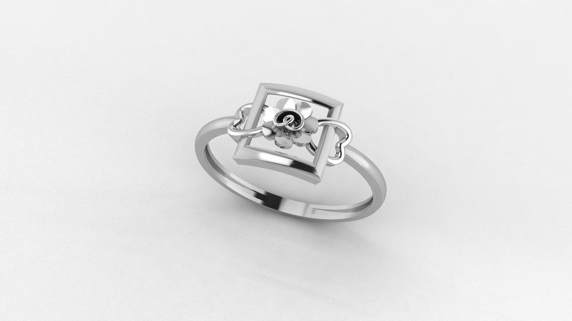 Heart Love Flower Ultra light wt minimalist Plain Gold Ring 3D print model_2