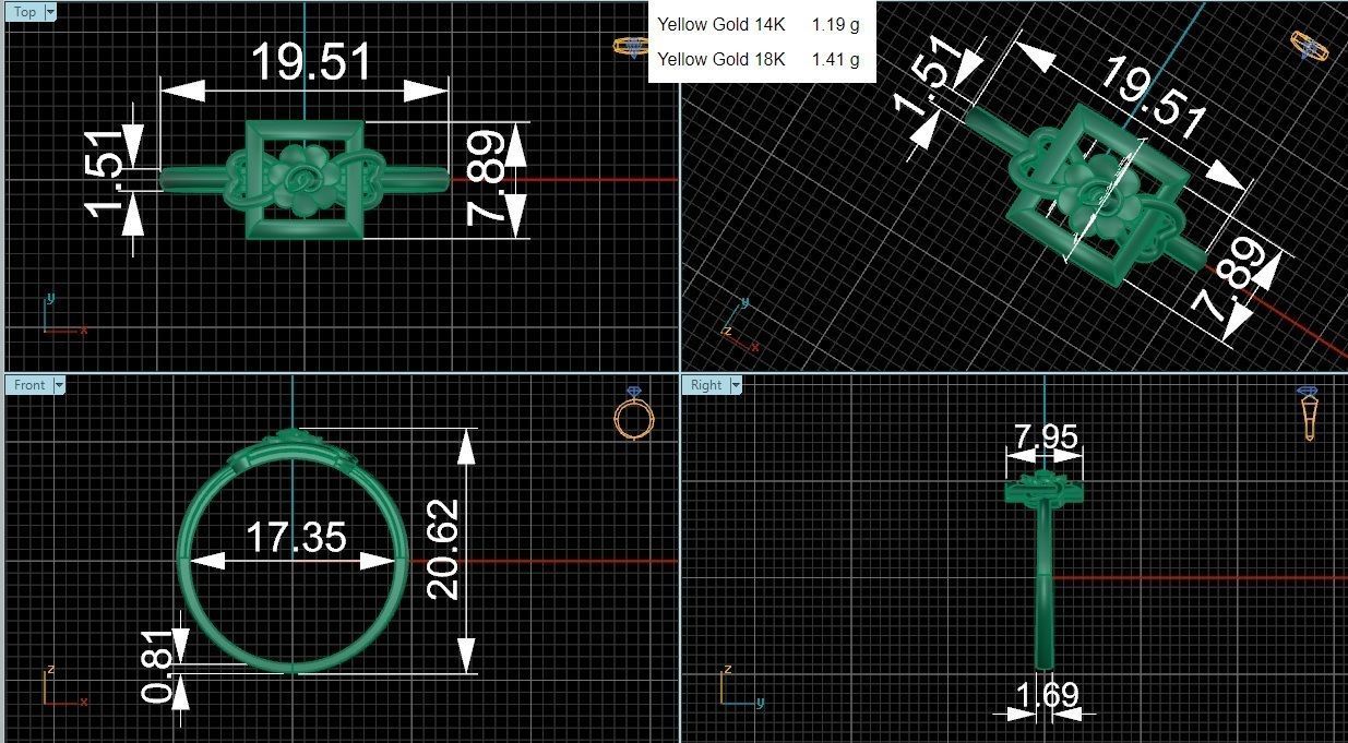 Heart Love Flower Ultra light wt minimalist Plain Gold Ring 3D print model_3