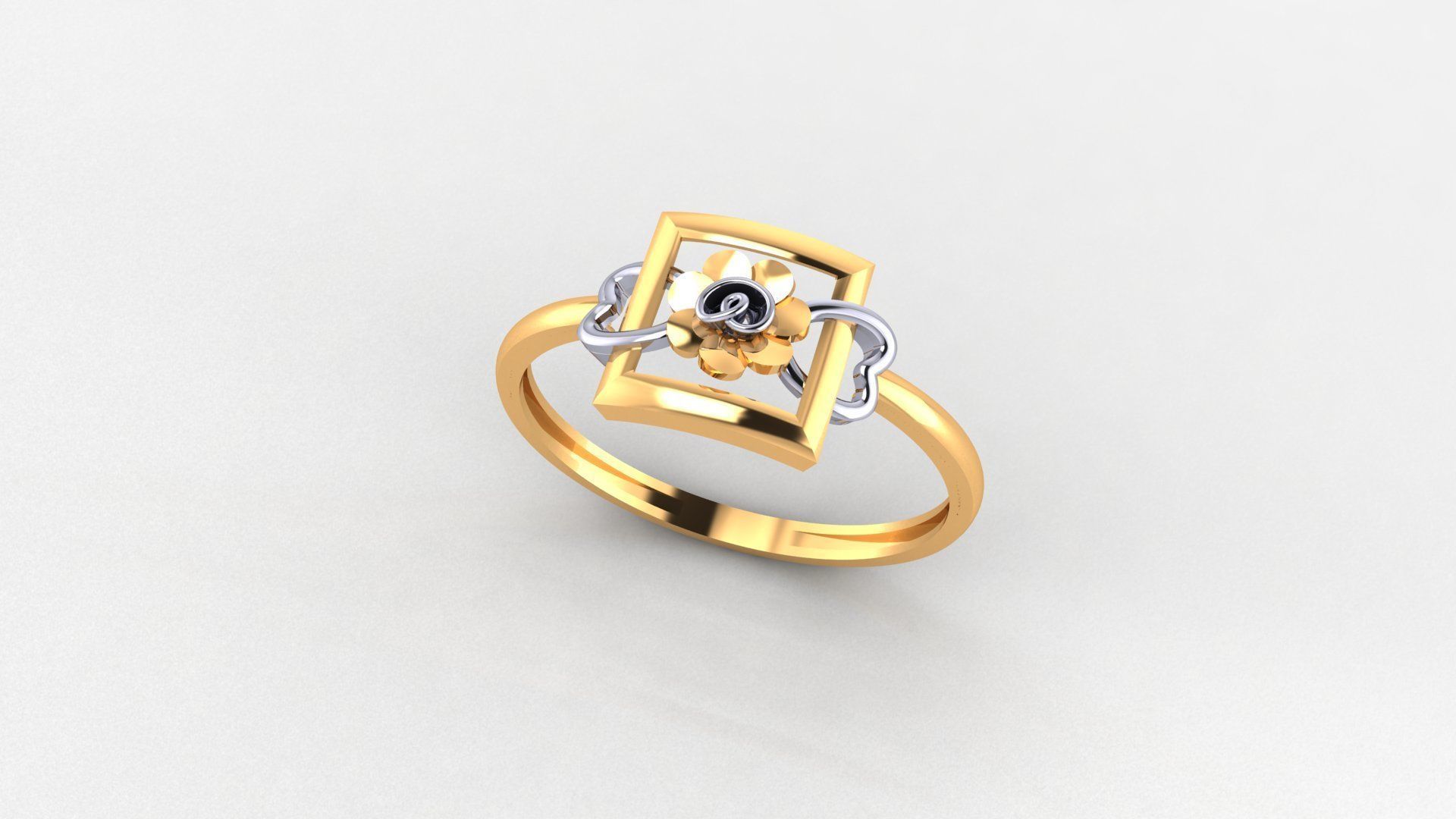 Heart Love Flower Ultra light wt minimalist Plain Gold Ring 3D print model_1