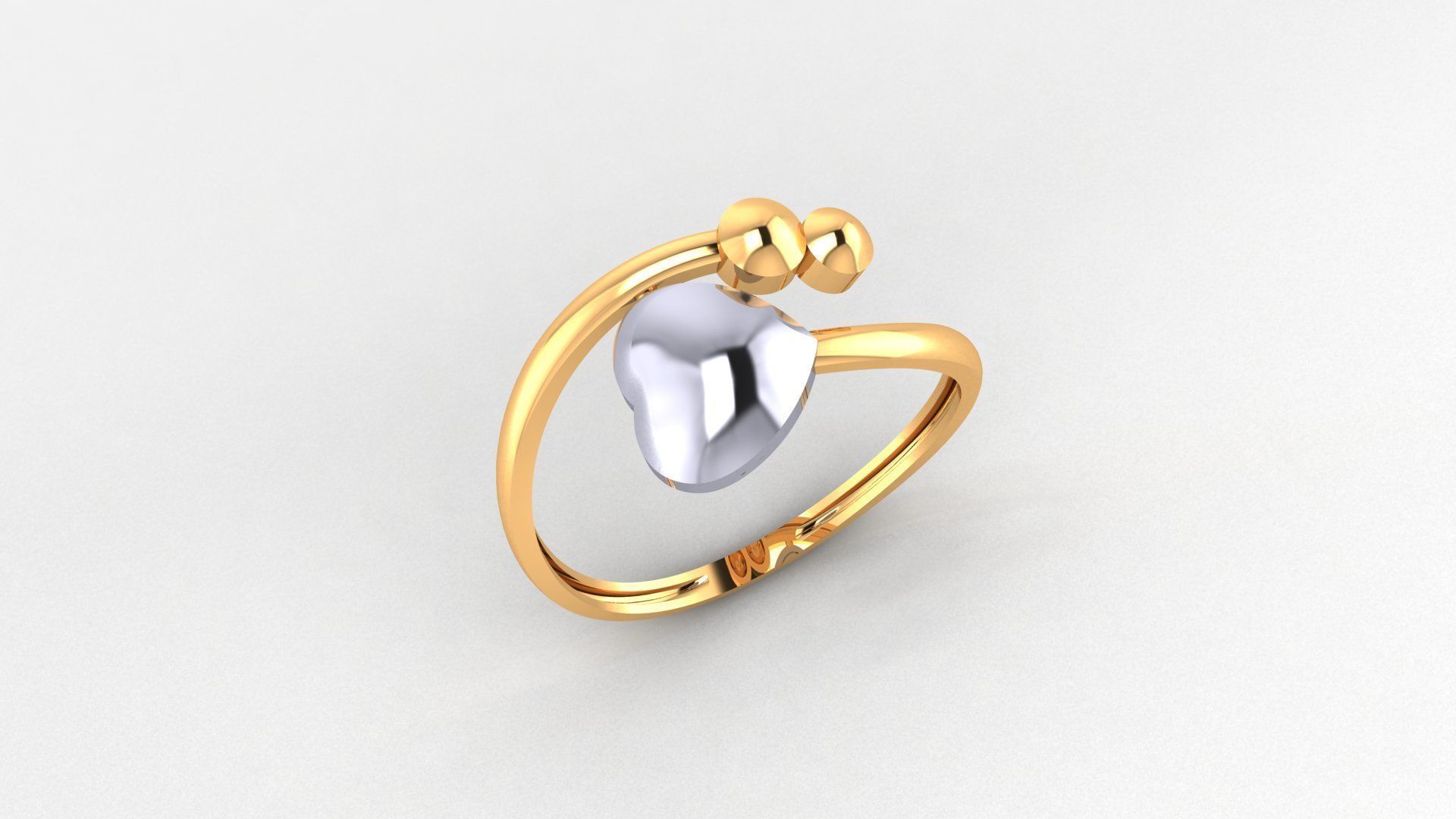 Heart Love Bead Ultra light wt minimalist Plain Gold Ring 3D print model_1