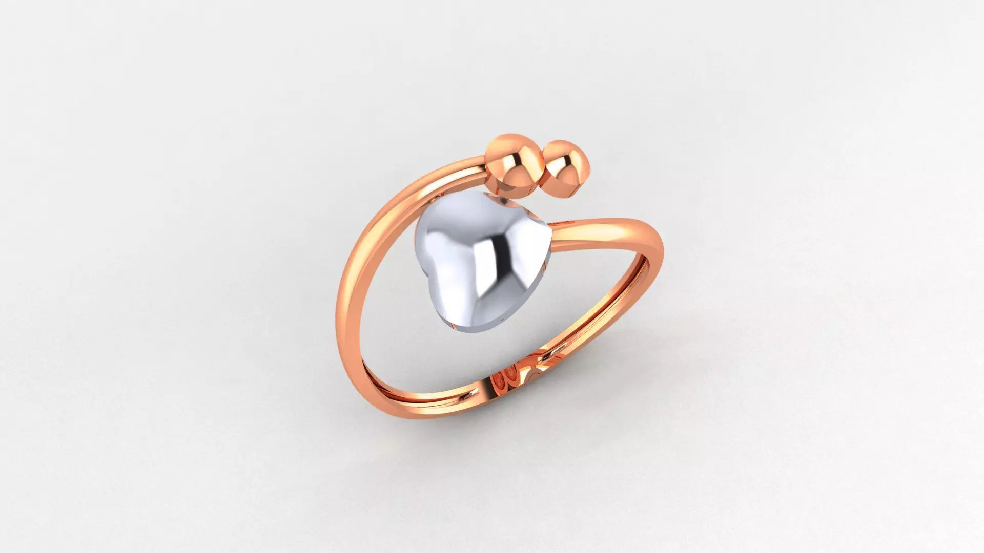 Heart Love Bead Ultra light wt minimalist Plain Gold Ring 3D print model_0