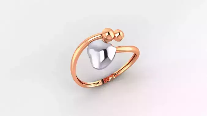 Heart Love Bead Ultra light wt minimalist Plain Gold Ring 3D print model
