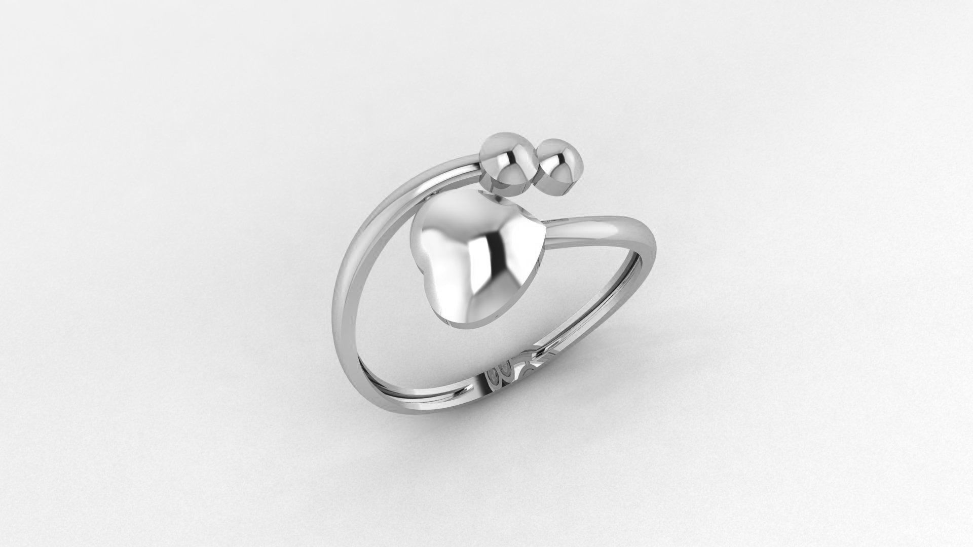 Heart Love Bead Ultra light wt minimalist Plain Gold Ring 3D print model_2