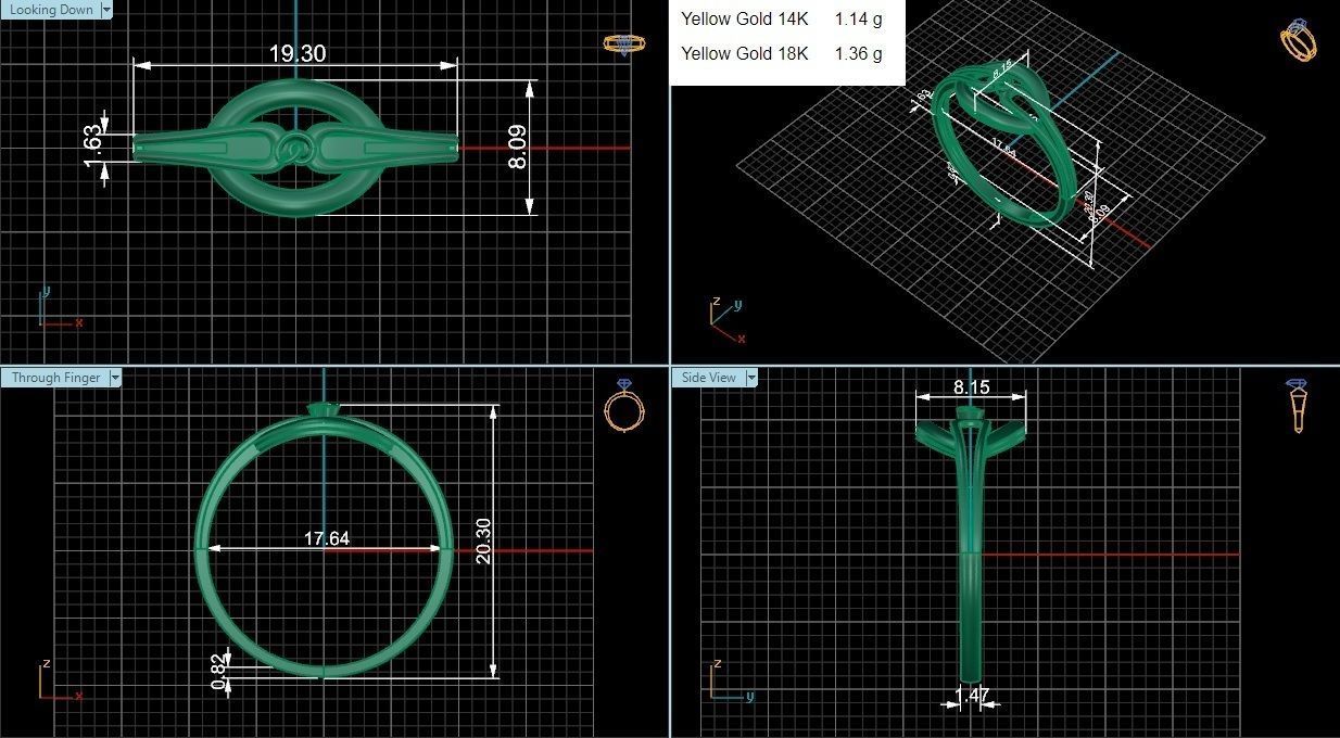 Wire Mesh Loop Ultra light wt minimalist Plain Gold Ring 3D print model_3
