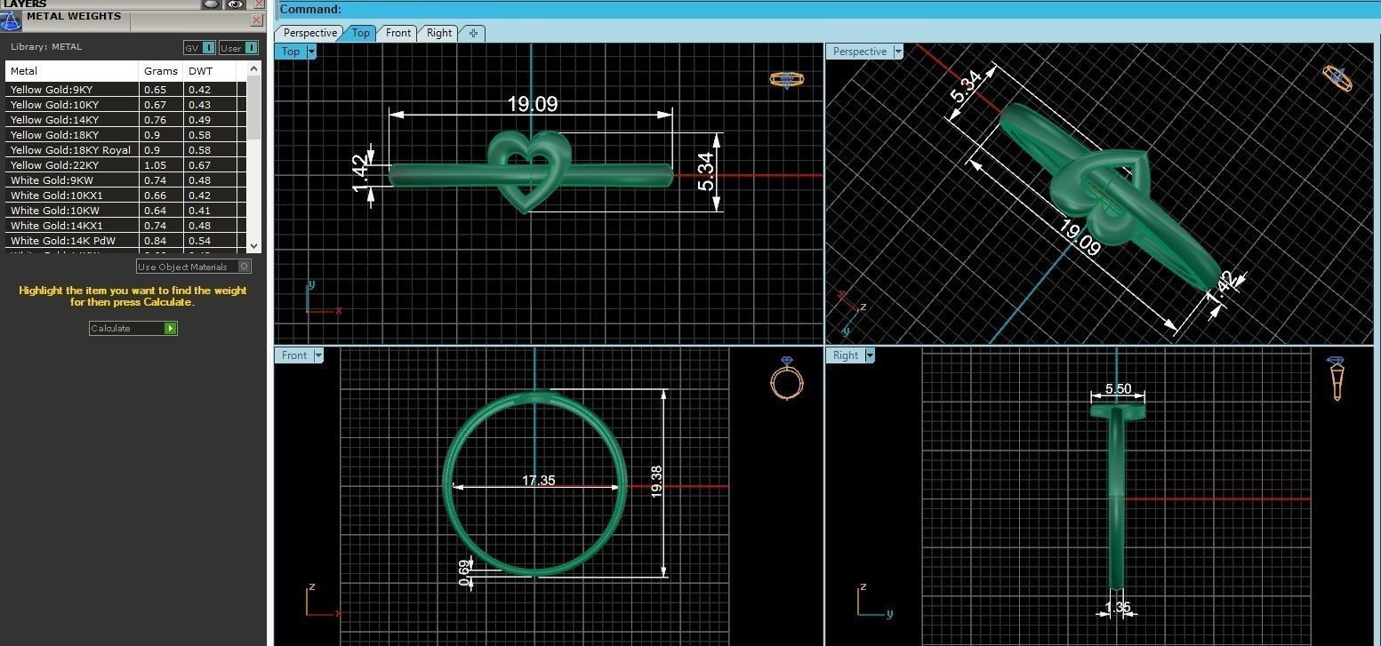 Heart Love Valentine thin Ultra light wt Plain Gold Ring 3D print model_3