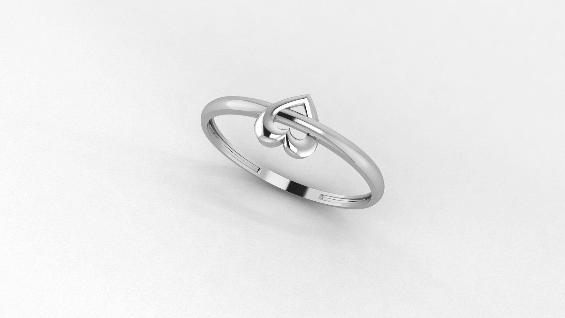 Heart Love Valentine thin Ultra light wt Plain Gold Ring 3D print model_2