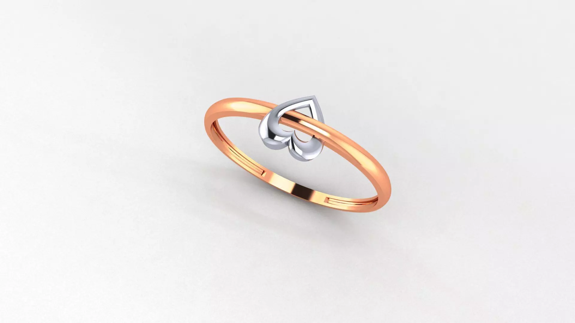 Heart Love Valentine thin Ultra light wt Plain Gold Ring 3D print model_0