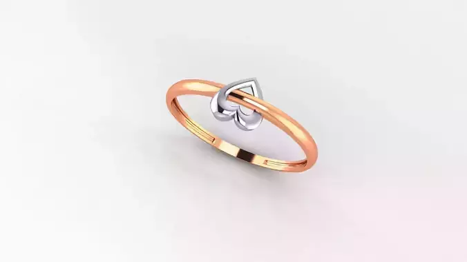 Heart Love Valentine thin Ultra light wt Plain Gold Ring 3D print model