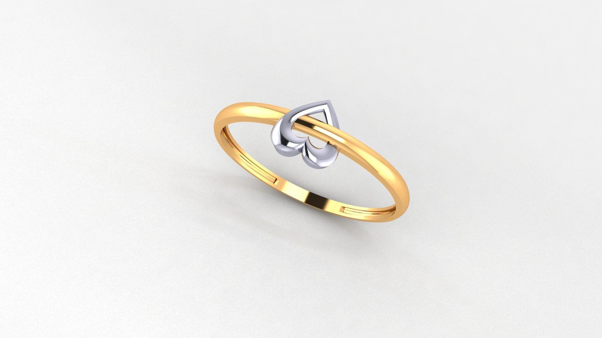 Heart Love Valentine thin Ultra light wt Plain Gold Ring 3D print model_1