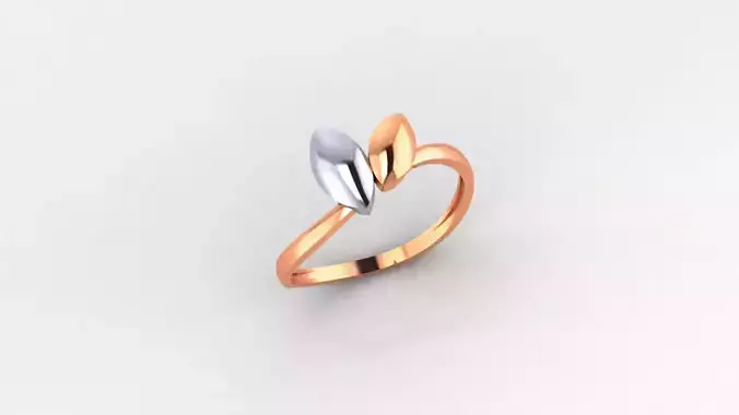 Dual Leaf Ultra light wt minimalist Plain Gold Ring 3D print model