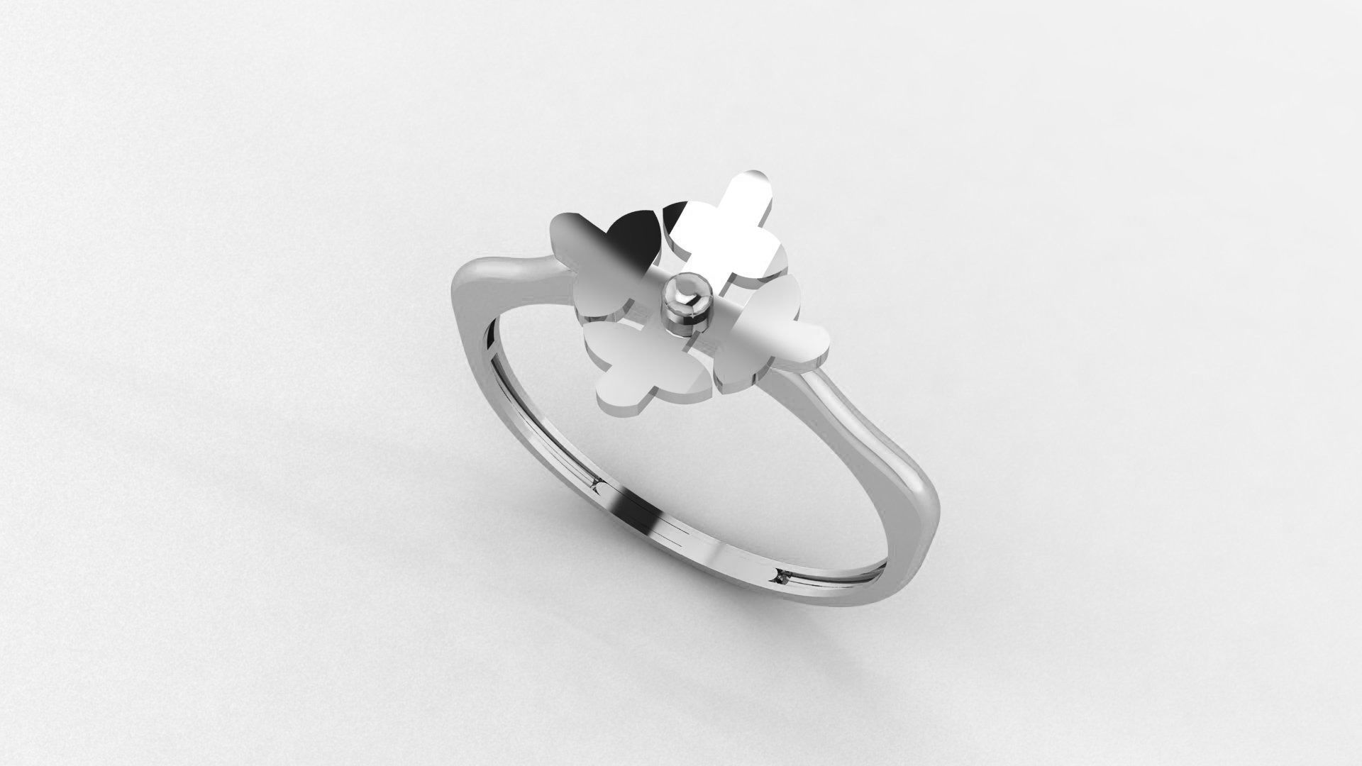 Blooming Geometric Flower Ultra light wt Plain Gold Ring 3D print model_2