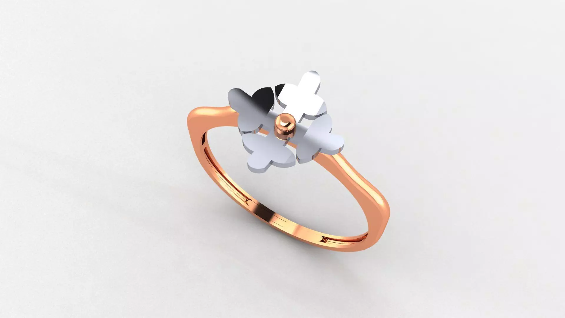 Blooming Geometric Flower Ultra light wt Plain Gold Ring 3D print model_0