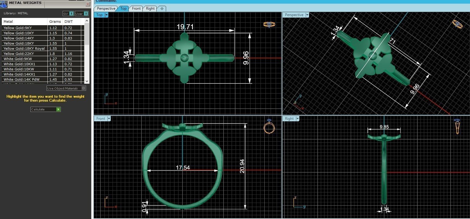 Blooming Geometric Flower Ultra light wt Plain Gold Ring 3D print model_3