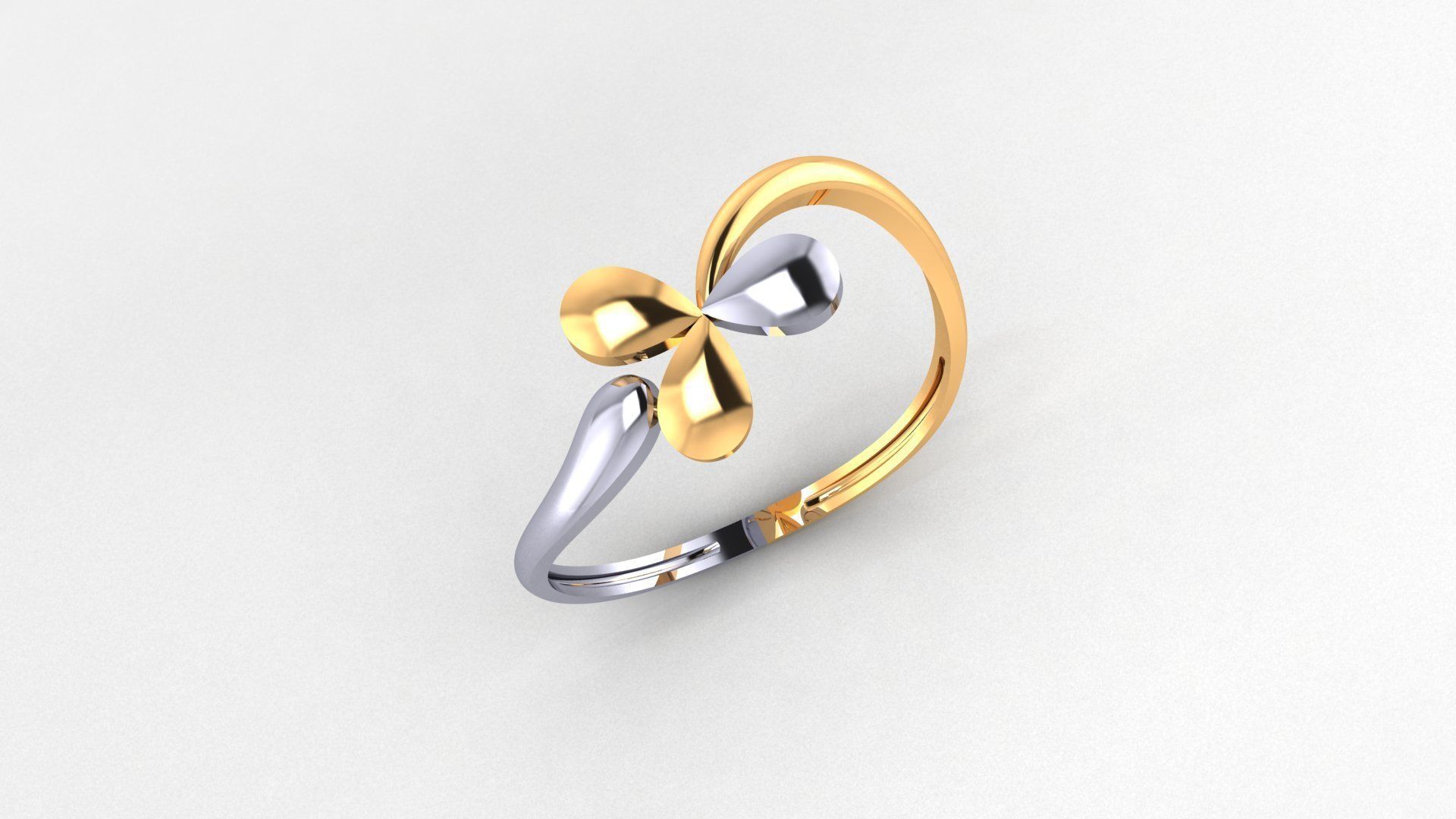 Blooming Flower Ultra light wt minimalist Plain Gold Ring 3D print model_1