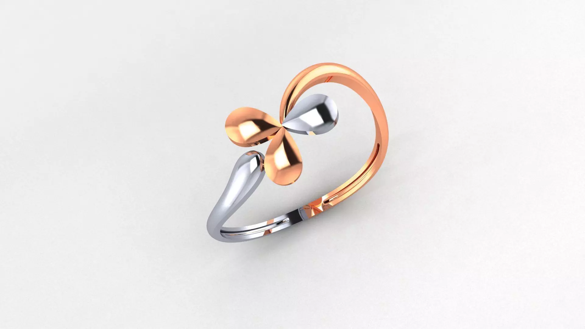 Blooming Flower Ultra light wt minimalist Plain Gold Ring 3D print model_0