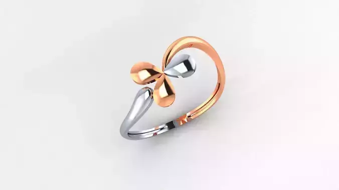 Blooming Flower Ultra light wt minimalist Plain Gold Ring 3D print model