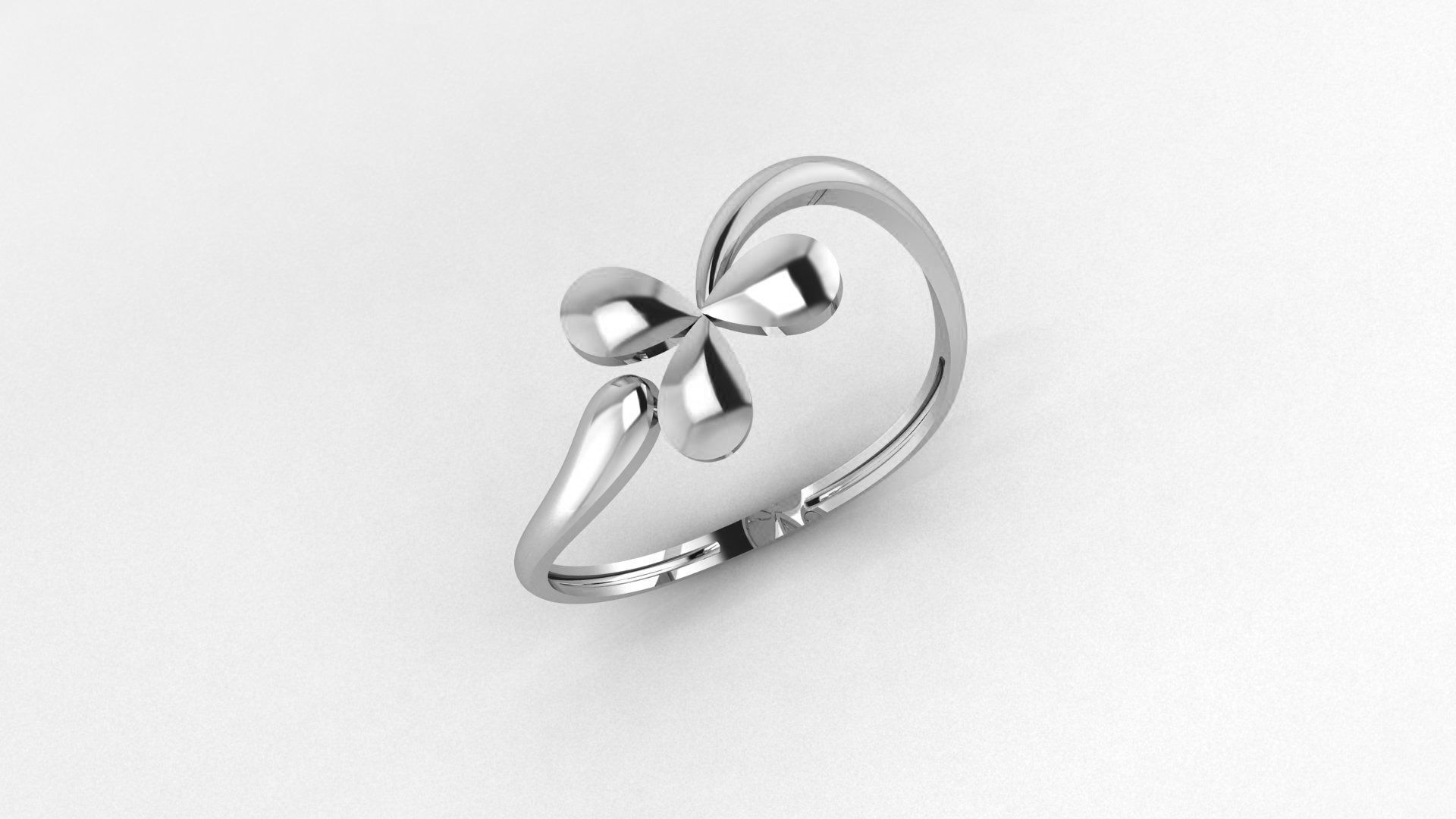 Blooming Flower Ultra light wt minimalist Plain Gold Ring 3D print model_2