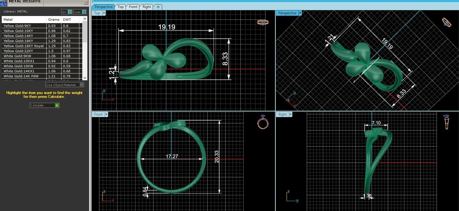 Blooming Flower Ultra light wt minimalist Plain Gold Ring 3D print model_3