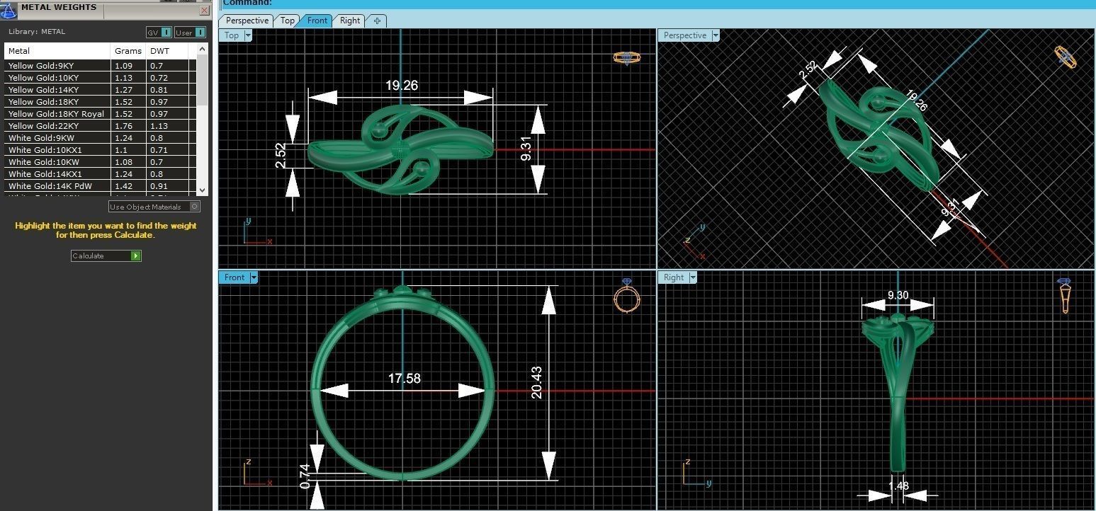 Leaf Ultra light wt minimalist Plain Gold Ring 3dm stl renders 3D print model_3