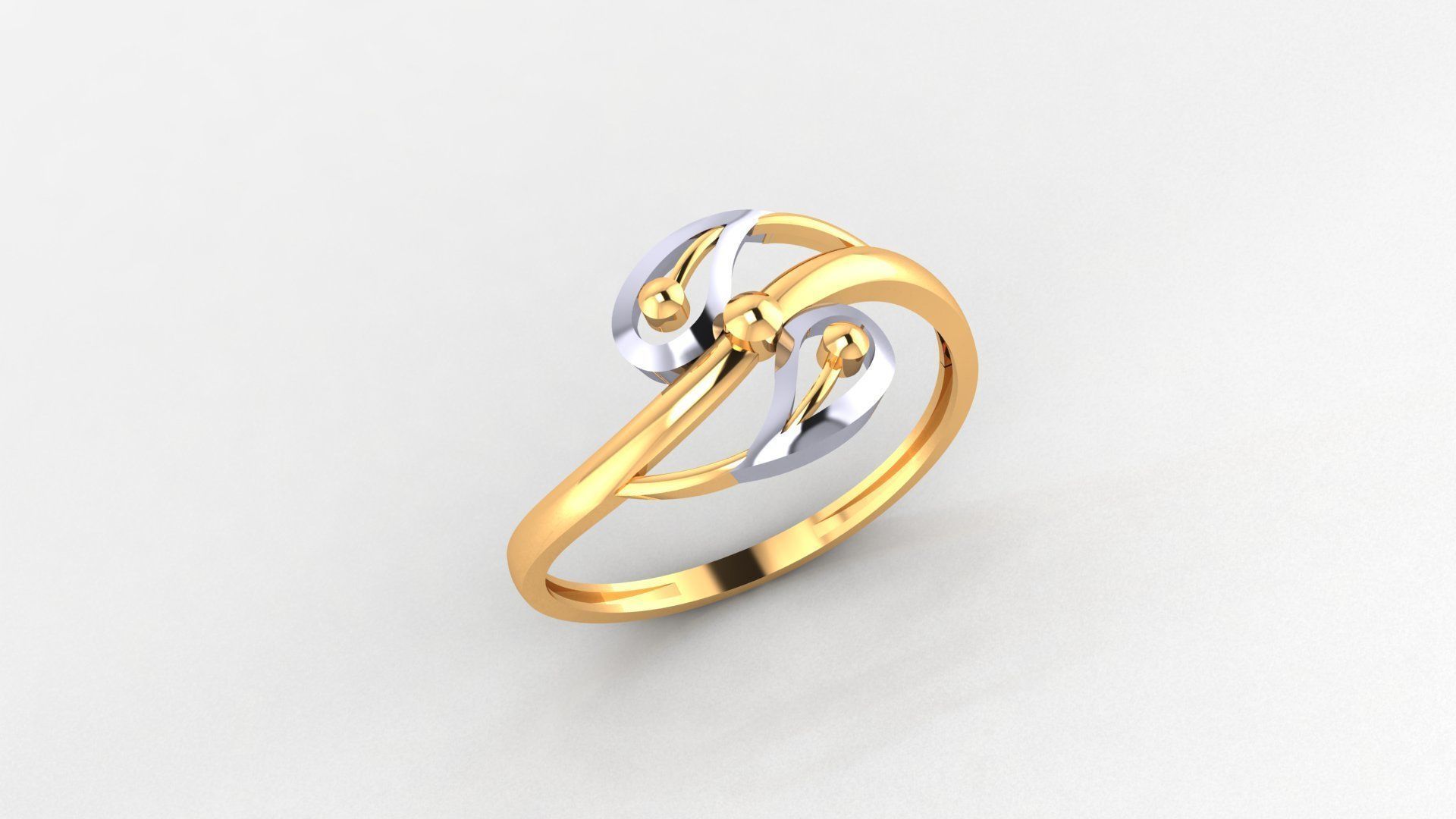 Leaf Ultra light wt minimalist Plain Gold Ring 3dm stl renders 3D print model_1