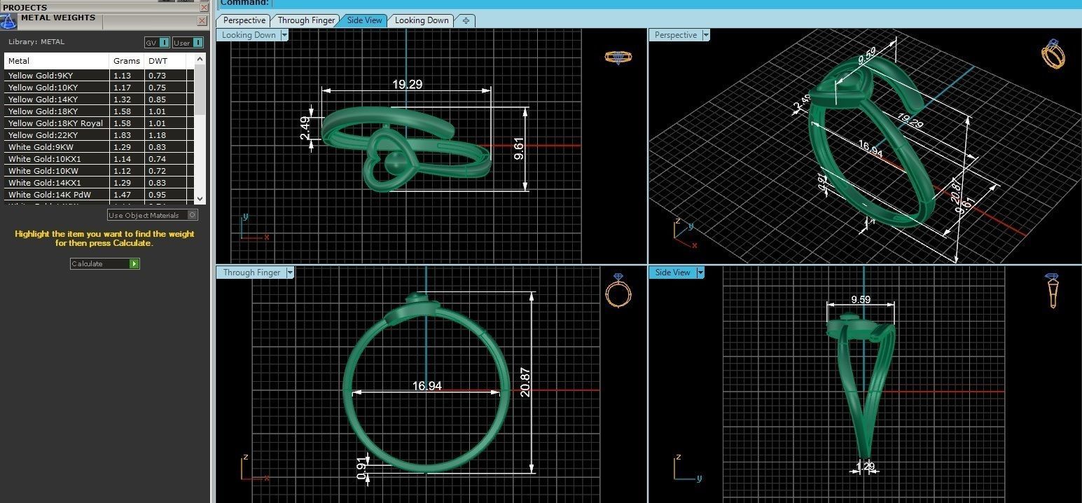 Heart Love Valentine Ultra light wt minimalist Plain Gold Ring 3D print model_3